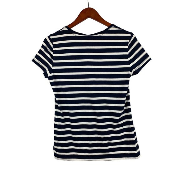 Nautica Womens Navy & White Striped Cotton V-Neck T-Shirt M - Picture 2 of 4